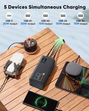 Power Bank 90000mAh з PD 30W та QC 4.0, портативний зарядний пристрій USB-C для iPhone, кемпінгу, туризму - червоний