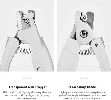 Професійний триммер для когтів домашніх тварин з LED-підсвічуванням: для собак та котів середніх та маленьких порід, з високоякісною лезою та пилочкою для догляду за кігтями