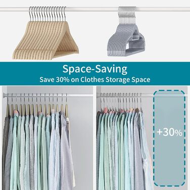 50 штук вішалок для одягу, з неслизьким пластиком, економія місця, 360° обертання гачка, товщина 0,5 см, довжина 42 см, для пальто, суконь, сорочок, сірий + срібло, APY0350G