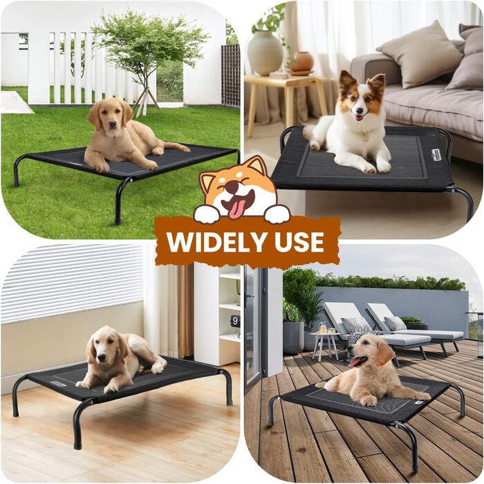 Зручне лежак для собак Nobleza Hundeliege Outdoor, M, 105x80x20 см, для відпочинку на вулиці, кемпінгу, чорного кольору