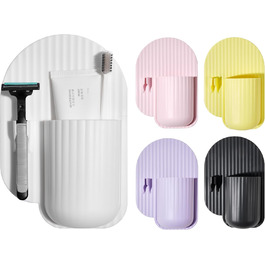 Silicone Shower Toothbrush Holder, Suction Cup, Shower Box Tool for Bathroom, Suction Cup for Walls or Mirrors, Silicone is Waterproof and Removable for Reuse, Yellow (White/Opulent Garden)