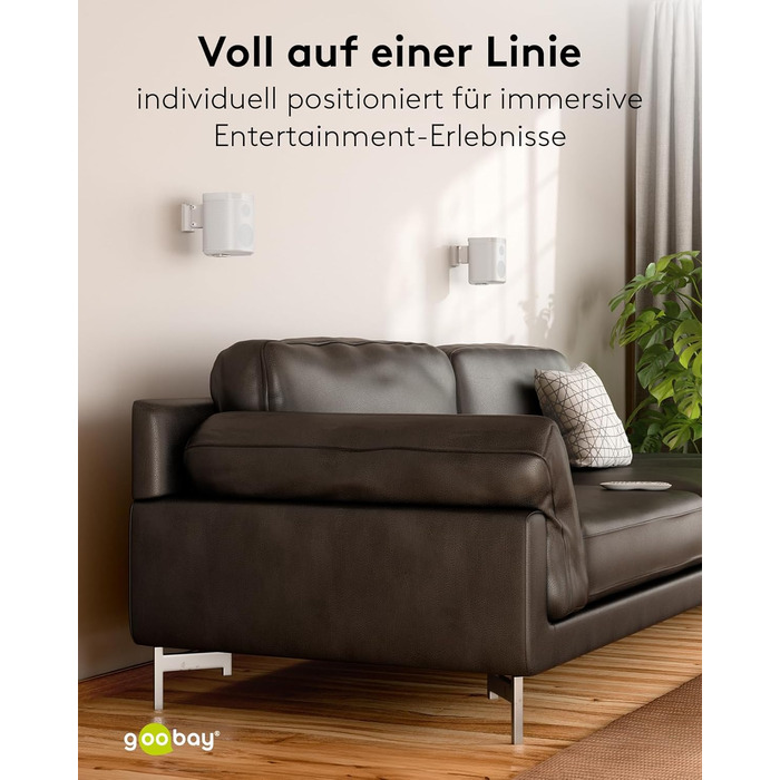 Настінний кронштейн-підставка для колонки Goobay Sonos One / One SL, білий, з кабель-менеджментом, висота 71 см, вантажопідйомність 3 кг