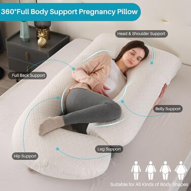 М'яке вагітне крісло GKXLH – подушка для вагітних для підтримки спини, живота, стегон, ніг, J-подібна подушка для вагітних для підтримки всього тіла, знімний чохол (білий)