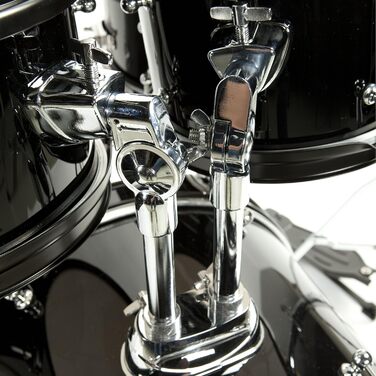 Fame 5-Piece Drum Set Black - Комплект барабанів з аксесуарами, включаючи бас-барабан, томи, малий барабан, стійки та табурет