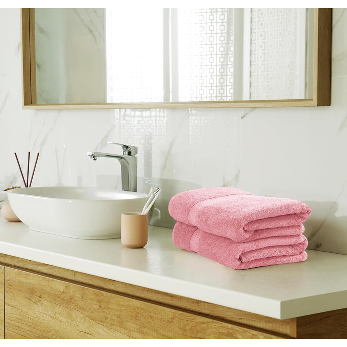 Utopia Towels 8-Piece Premium Towel Set, 2 Bath Towels, 2 Hand Towels, and 4 Washcloths, 600 g/m², 100% Ring-Spun Cotton, Fitness Studio, Hotel, and Spa (Dusty Rose)