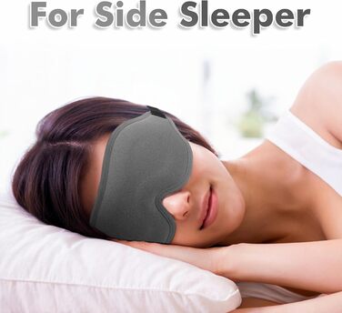 Маска для сну для чоловіків та жінок, 3D-контурна, блокує світло, з регульованим ремінцем, дихаюча та м'яка, для сну, йоги, подорожей (Сіра)