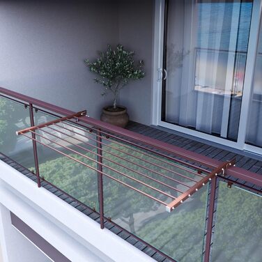 Сушарка для білизни Foxydry Duo для балкона, тераси та перил з нержавіючої сталі та алюмінію, коричнева, 102 см