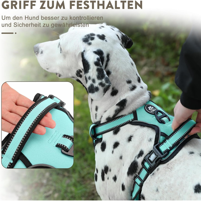 Нашийник від тягнення для собак Furryfection, для цуценят та маленьких собак, безпечний, відбиваючий, для дресирування, (Турквіс, M)