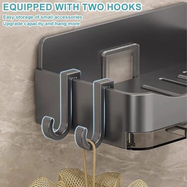 Тримач для мила Dulynva (2 шт.) без свердління, сірий. Мильниця для душу, мильниця з піддоном, мильниця для ванної кімнати, кухні, мийки. Пластиковий тримач для мила, настінний, самоклеючий.