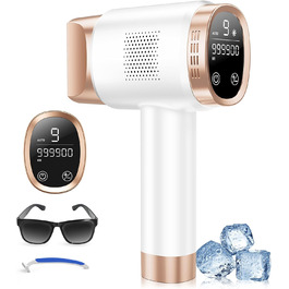 Пристрій для епіляції IPL з охолодженням 8°C, 9 рівнів, 600 нм, LCD-екран, для жінок та чоловіків, обличчя, руки, бікіні-зона, тіло, золотий