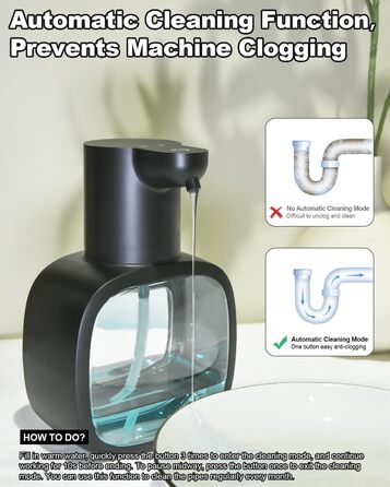 Автоматичний диспенсер для мила Dalugo з USB-C, настінний, 500 мл, електричний, сенсорний, регульований, чорний, для кухні та ванної кімнати