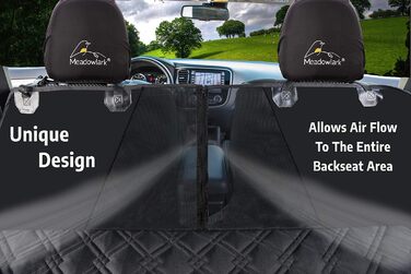 Meadowlark® Автоковдра для собак на заднє сидіння - Водостійка, повна комплектація, сітчасте вікно, захист від шерсті, бруду та подряпин, 2 чохли на підголівники, XL, Чорний (152.5 x 162.5 см)