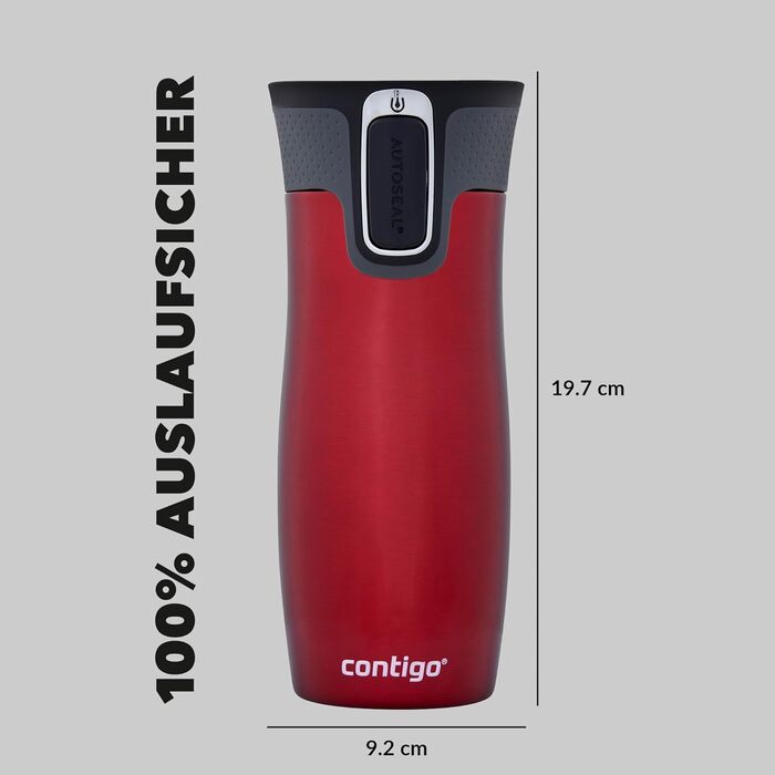 Термокружка Contigo West Loop Autoseal, 470 мл, червона, не протікає, з нержавіючої сталі