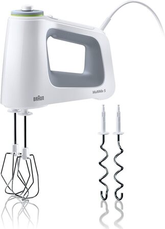 Braun MultiMix 5 HM 5000 Hand Mixer – Handheld Mixer with Variable Speed Control, including Whisk and Dough Hooks, 700 Watt, White HM 5000 Single