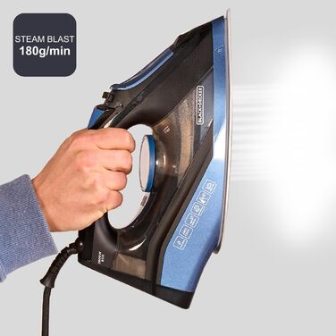 Відпарювач Black+Decker BXIR3000E: 3000 Вт, керамічна підошва, 200 г/хв, антинакип, вертикальне відпарювання