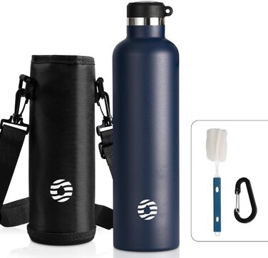 FEIJIAN FJbottle 316 Stainless Steel Vacuum-Insulated Water Bottle 750ml/1000ml with Carabiner, BPA-Free Bottles, Leak-Proof Sports Bottle for Sports, Work, and Travel