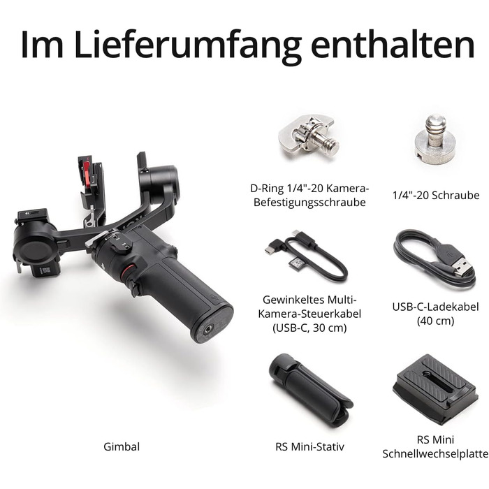 Стабілізатор DJI RS 3 Mini: 3-осьовий Gimbal для Canon/Sony/Panasonic/Nikon/Fujifilm, до 2 кг, Bluetooth, вертикальна зйомка