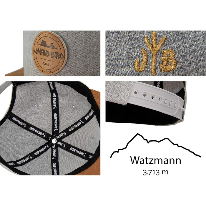 Кепка бейсболка Jumping Bird для чоловіків • Зручна snapback кепка для активного відпочинку • Регульований розмір, легко миється, світло-сіра