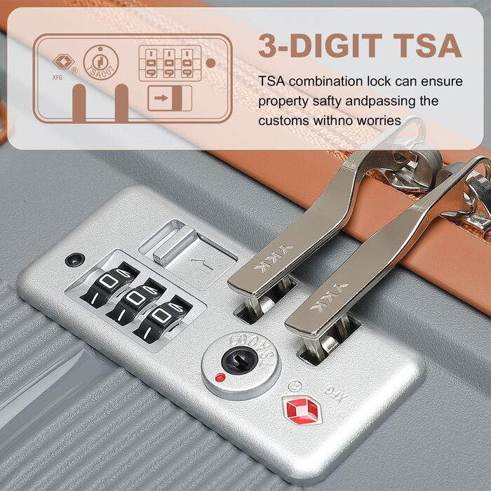 Чемодан British Traveller Mittelgroß: міцний валіза на 8 коліщатках з TSA-замком, 66 x 43.3 x 28.5 см (Сірий/Коричневий)