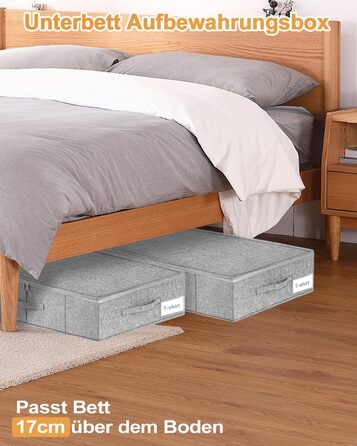 Коробки для зберігання під ліжко MePure, сірі, 2 шт. – 50л, з кришкою та блискавкою, для одягу, ковдр, постільної білизни, подушок, 76×38×17 см