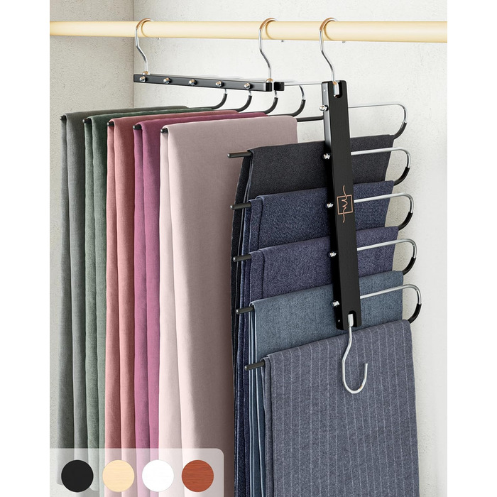 Дві дерев'яні вішалки для одягу Moralve: економія місця, для шафи, підійдуть для джинсів, шарфів, чорного кольору