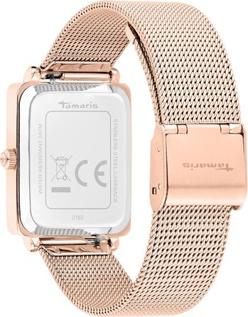 Жіночий годинник Tamaris з квадратним корпусом та металевим або шкіряним ремінцем (Roségold Square / mesh)