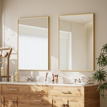 Дзеркало настінне прямокутне BEAUTYPEAK 81x61 см з металевим каркасом, безпечне для ванної кімнати, спальні, вітальні