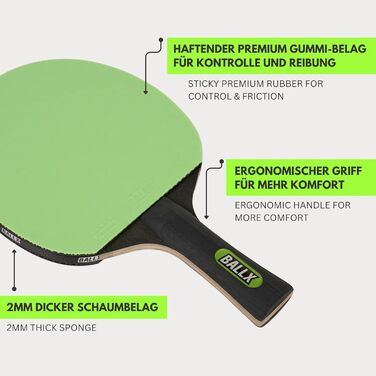 BallX Pro Carbon Table Tennis Paddle - 7-ply Blade - 2.0mm Sponge Cushion - Two different 5-Star Rubber Surfaces (Black & Green) - Includes Paddle Bag - AeroSpin 6000 Carbon