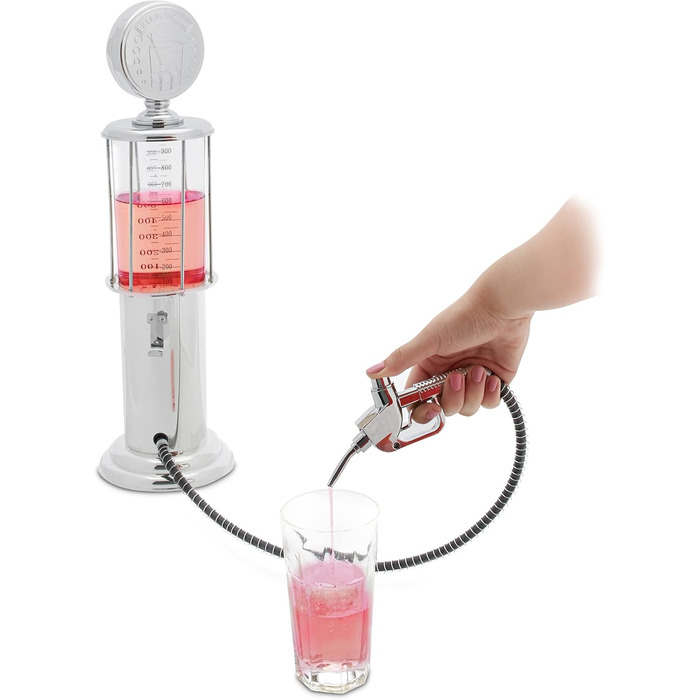 Relaxdays Drink Dispenser for Alcoholic Beverages, 2 Pack, Beer, Juice, Water, Funny, Made of Plastic and Silicone, 900 ml, Chrome