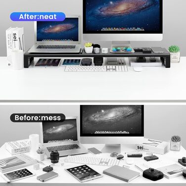 Підставка для 2 моніторів VAYDEER з 4 USB-портами, алюмінієва, для PC та ноутбуків (до 32 дюймів), чорна