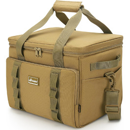UPEELIFE Cooler Bag 24L, Large Foldable Lunch Bag Insulated Bag, Waterproof Picnic Bag Cooler Bag with Shoulder Strap for Picnic BBQs Shopping Beach Camping (Khaki)