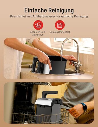 Фритюрниця PARIS RHÔNE з гарячим повітрям 5L XL з оглядовим вікном, 8-в-1, для миття в посудомийній машині, з One-Touch управлінням, антипригарне покриття кошика та знімний піддон