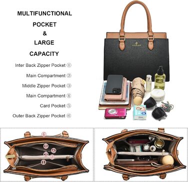 Стильна жіноча сумка-шопер Kurgool з натуральної шкіри: двоколірна, з ручками, чорно-коричнева