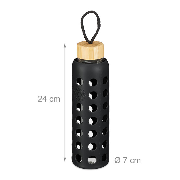 Relaxdays Glass Bottle with Bamboo Lid 550ml