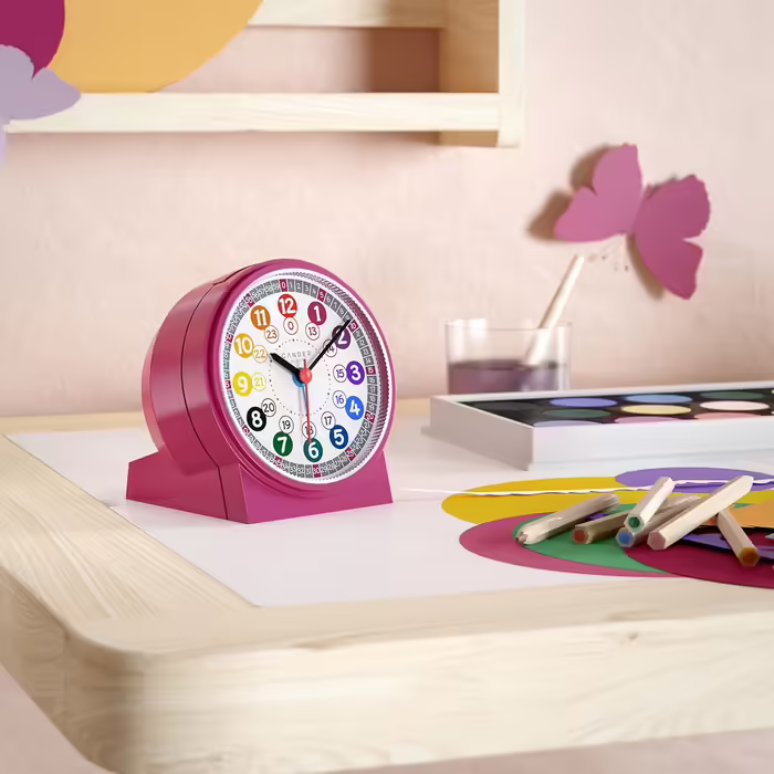 Cander Berlin MNU 1009 M Children's Alarm Clock, Silent/Soundless Alarm, Pink/Rose, Learning Clock, Children's Watch, Light, Snooze, Table Clock, Lighting, Quiet, Snooze Function