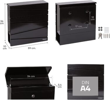 Поштовий ящик ARREGUI Armor E6905 сталевий з газетницею, антрацит, DIN A4