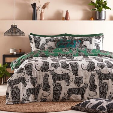 Комплект постільної білизи furn. Witchy Vibes для ліжка Super-King-Size, колір іржаво-помаранчевий (230x220 см), принт Дика кішка, джунглі