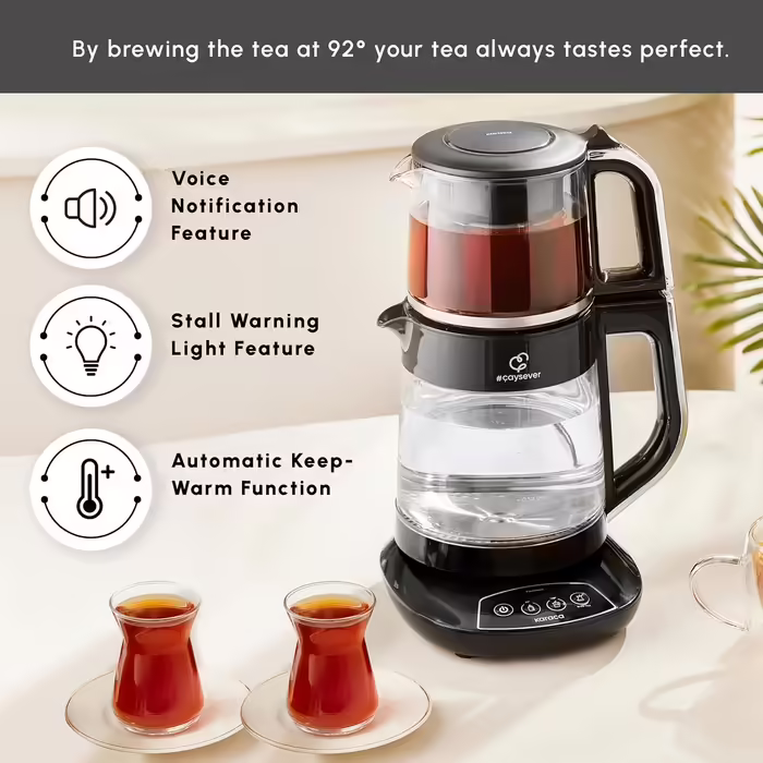 Karaca Dora Teapot, 4.5 L Kettle, 1.8 L Water Boiler, suitable for gas and electric cooktops, teapot, Turkish teapot (caydanlik), and teapot set, Teapot (not induction), (Single Size, Chrome)