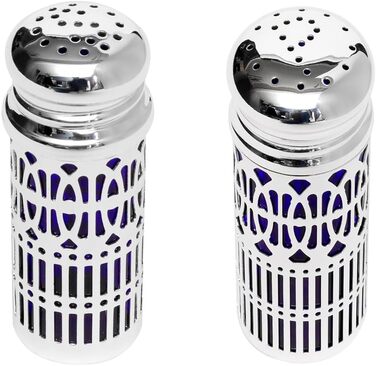 Silver Plated Salt and Pepper Shakers - Metal Spice Shakers - Fine Salt Shaker - Silver Shakers - 2 Piece Set (Variant 1: 7 x 2.5 cm (H x Ø))