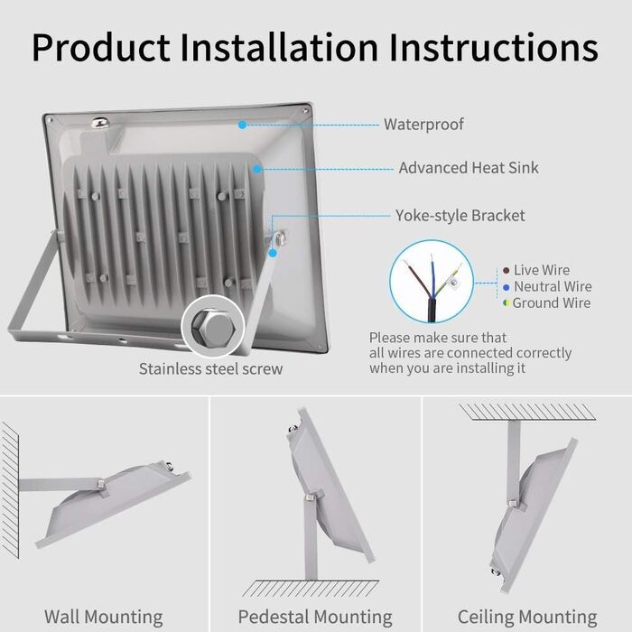 LED Floodlight Outdoor 100W Outdoor Spotlight | LED Floodlight Floodlight Outdoor Searchlight Cold White | Super Bright 10000LM 6000K Cold White IP65 Waterproof Floodlight Wall Light for Garden Sports Field