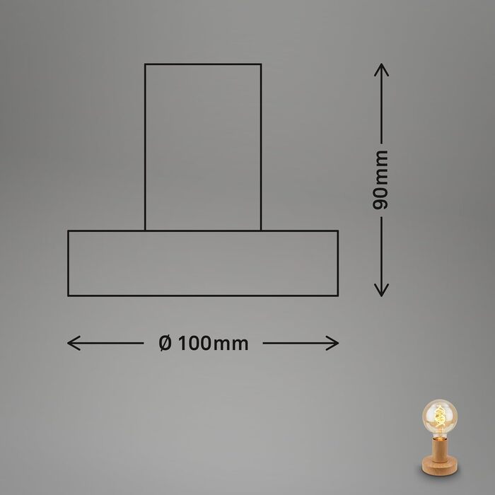 BRILONER Настільна лампа мініатюрна, ретро/вінтаж, E27, 10W, для дому, офісу, читання, 10x9 см, дерево/метал