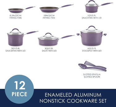 Набір посуду Rachael Ray Cucina Nonstick, 12 предметів, лавандовий
