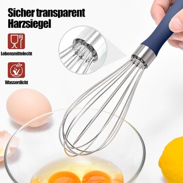 Ручний вінчик для кухні Doosu 28 см, з нержавіючої сталі 18/8, 8 гнучких дротів для збивання та перемішування (Midnigth Blue, S-23cm)