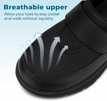 Домашні тапочки FitVille для чоловіків та людей похилого віку, широкі, з клямкою, чорні, розмір 41-50