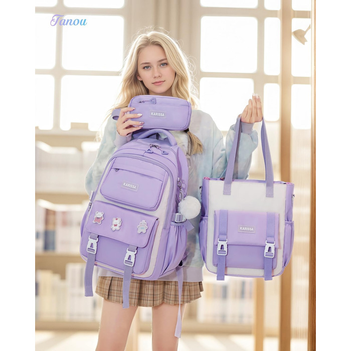 Стильний рюкзак для підлітка Tanou, набір шкільних сумок: рюкзак, сумка через плече, пенал. Об'ємний, з відділенням для ноутбука 15,6