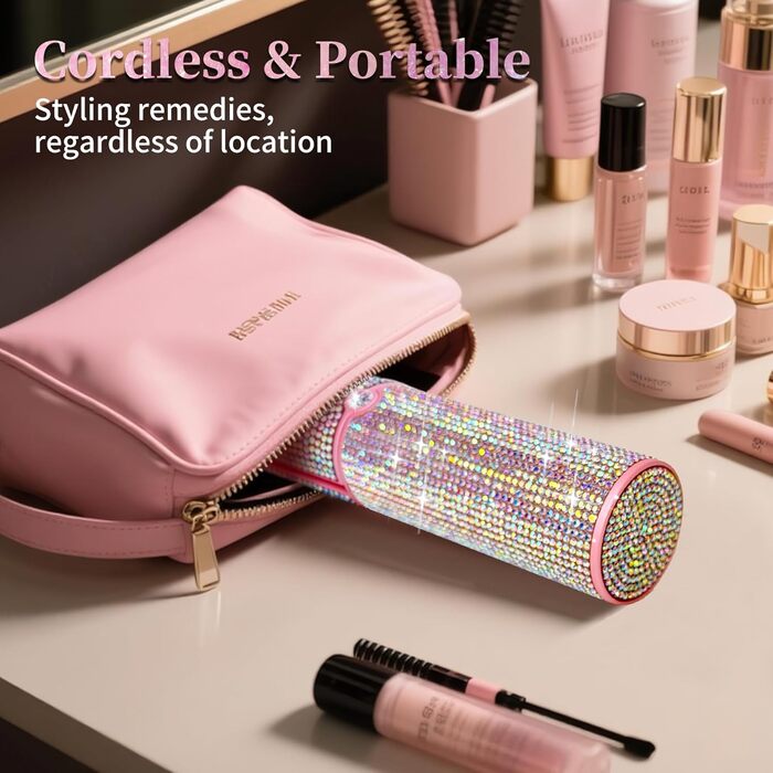 Бездротовий випрямляч для волосся 2-в-1 з акумулятором 5000mAh, міні-випрямляч для подорожей, випрямлення та завивання, портативний, швидкий нагрів 210°C/410°F, колір: коричневий (Mermaid)