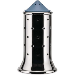 Alessi Salt Shaker, Blue, Stainless Steel, 6.5 x 7 x 24 cm