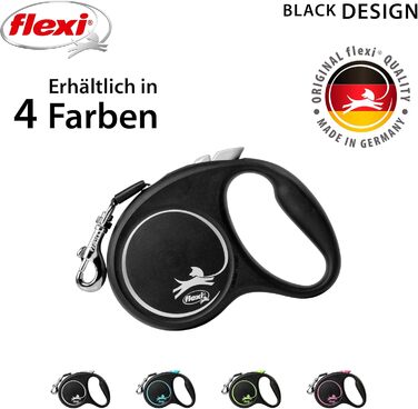Flexi Roll-Leine для собак до 25 кг (S, чорний/сріблястий)