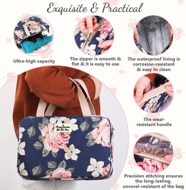 Велика косметичка для подорожей, жіноча косметичка-органайзер, велика сумочка для косметики з ручкою, аксесуари для жінок та чоловіків, #9 Листя (^14 Кольорові квіти)