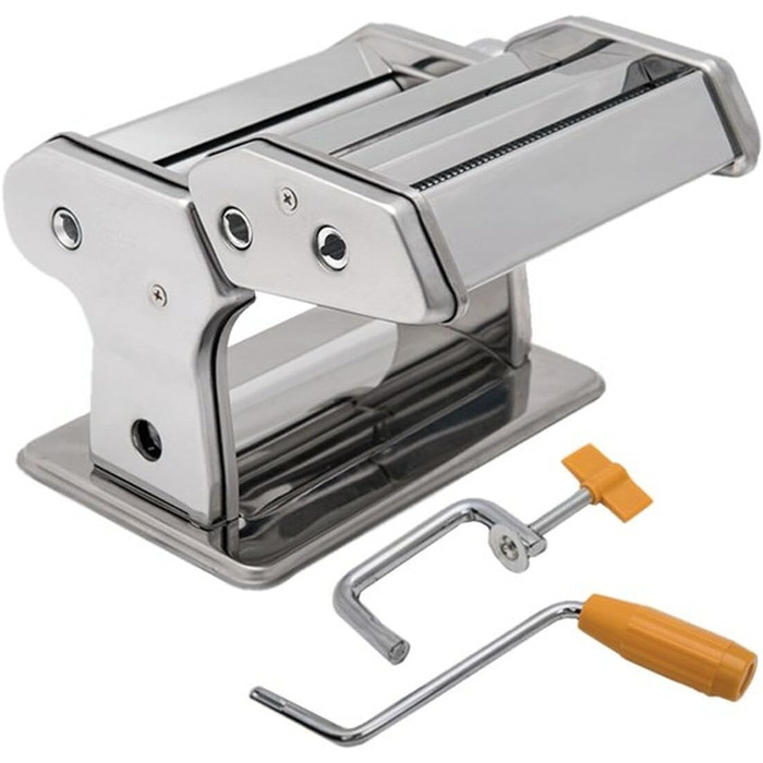 Maestro MR-1679R Pasta Machine, Manual Fresh Pasta Maker, Noodle Cutter, Stainless Steel, 8 Thickness Settings, Ravioli Attachment, Easy to Use for Home, Lasagna, Spaghetti, Noodles